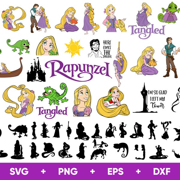 Rapunzel SVG Bundle, Rapunzel Svg Files pour Cricut et Silhouette, Tangled Clipart Digital Download