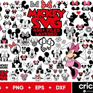 Minnie Mouse SVG Bundle, Mickey Mouse Svg, Princess Svg Files for Cricut and Silhouette, Mickey Minnie Head Svg Digital Download