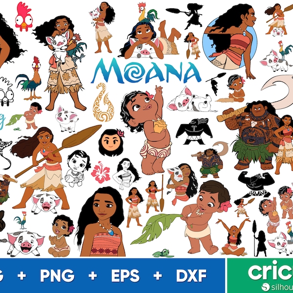 Moana SVG Bundle, Moana Svg Files for Cricut, Baby Moana Png, Princess Svg for Shirts, Birthday Girl Svg Cut Files, Moana Clipart