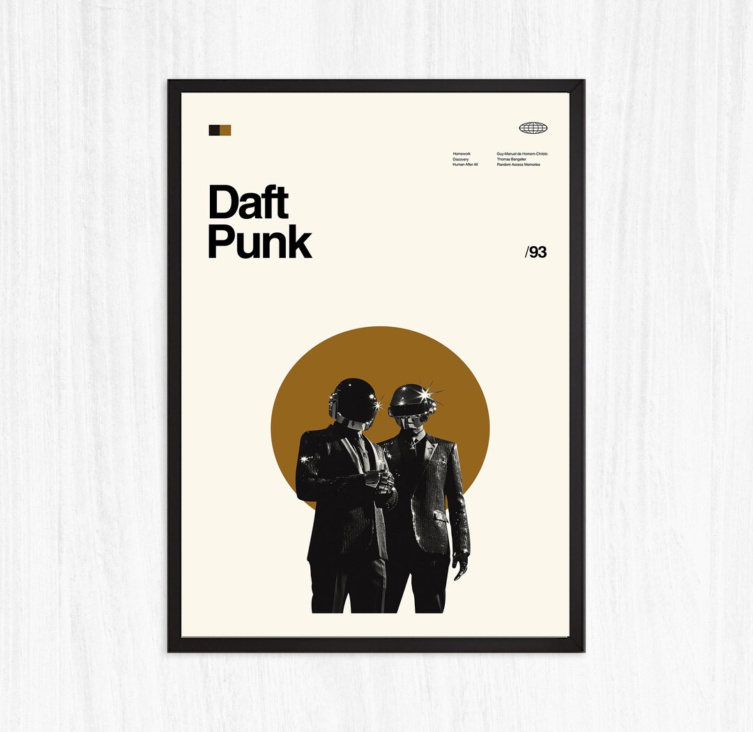 Daft Punk Poster Daft Punk Print Mid Century Art Movie - Etsy