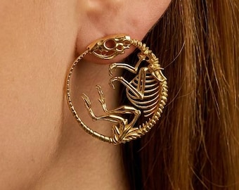 Velociraptor Bone Earrings — Sculptural Prehistoric Jewelry,Dinosaur Skeleton Jewelry