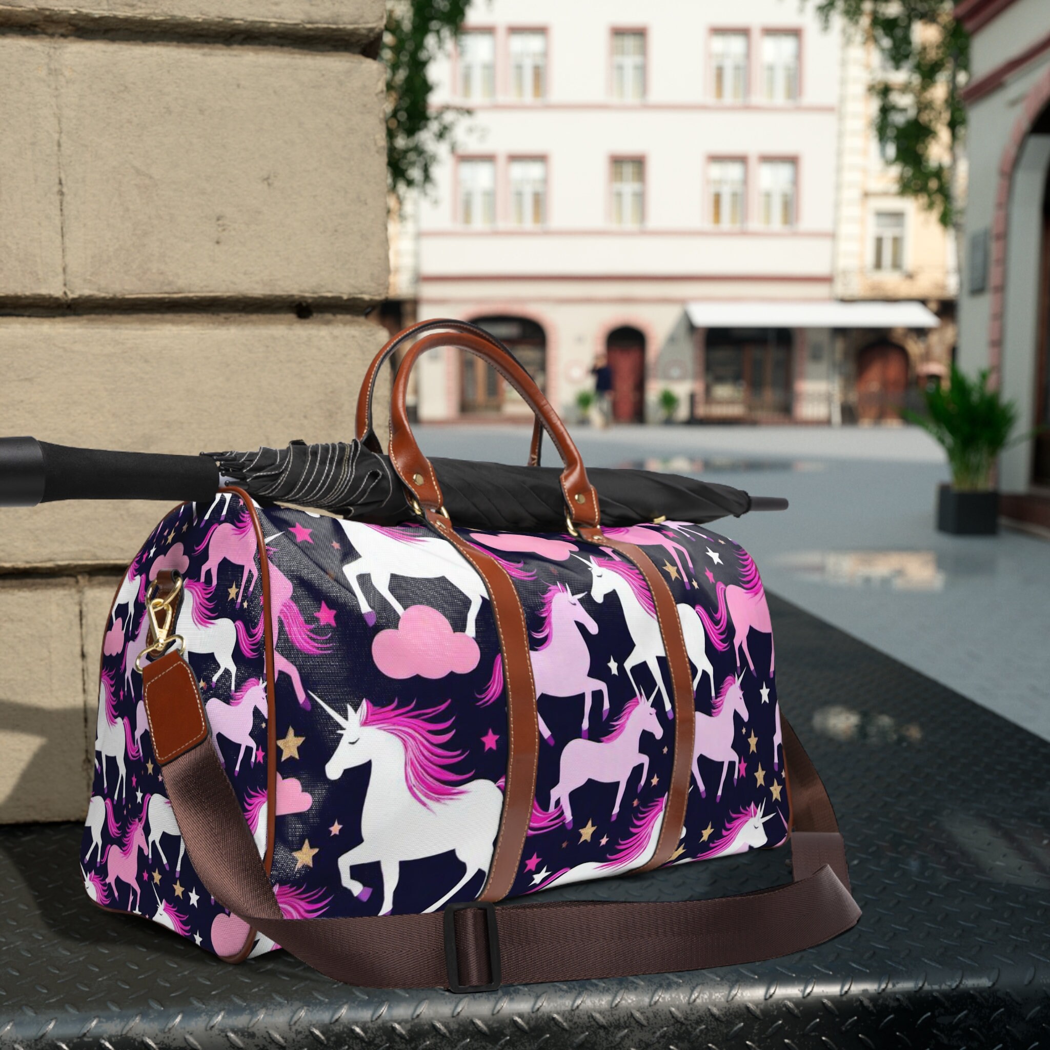 Pink and Lavender Unicorn Duffle Bag