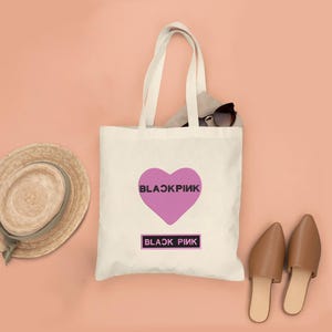 KPop inspiriert Tragetasche, BLINK Fan Geschenkidee, Wiederverwendbare Öko, ästhetische Musiktasche, koreanische Pop-Art-Tasche, niedliche Konzerttasche EBN002