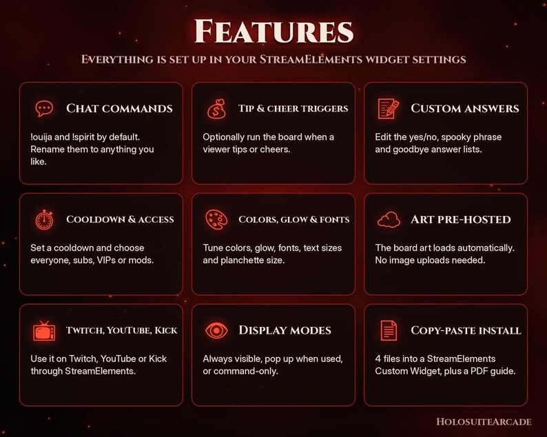Interactive Spirit Board Stream Overlay, Horror Chat Widget (Digital Download) image 4