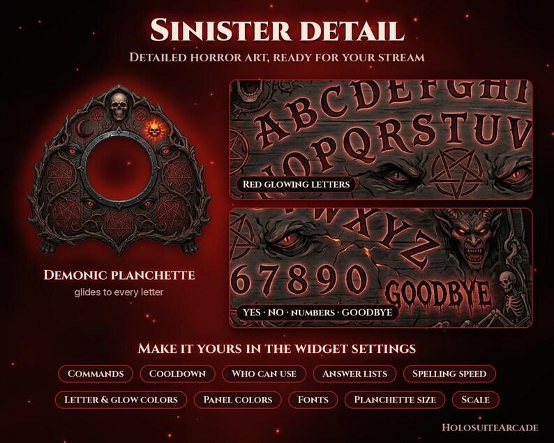 Interactive Spirit Board Stream Overlay, Horror Chat Widget (Digital Download) image 5