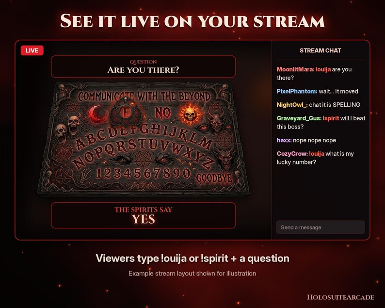 Interactive Spirit Board Stream Overlay, Horror Chat Widget (Digital Download) image 2