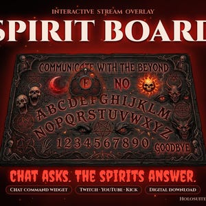 Interactive Spirit Board Stream Overlay, Horror Chat Widget (Digital Download) image 1