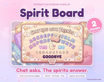 Kawaii Twitch Overlay, Pastel Spirit Board Stream Widget (Digital Download)