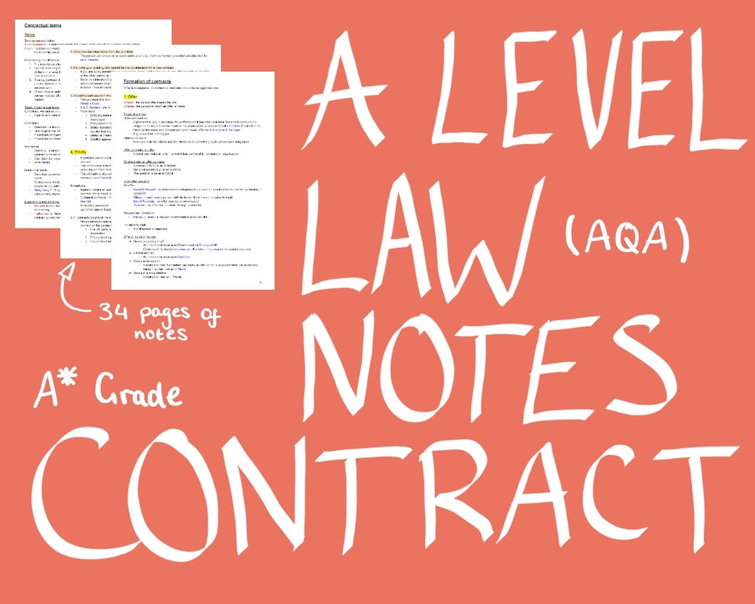 A Level Contract Law Notes AQA - Etsy UK