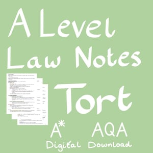 以下が含まれることがあります： Aレベルの法律ノート、不法行為、A* AQA、デジタルダウンロード。テキストが書かれた白い紙のセットです。