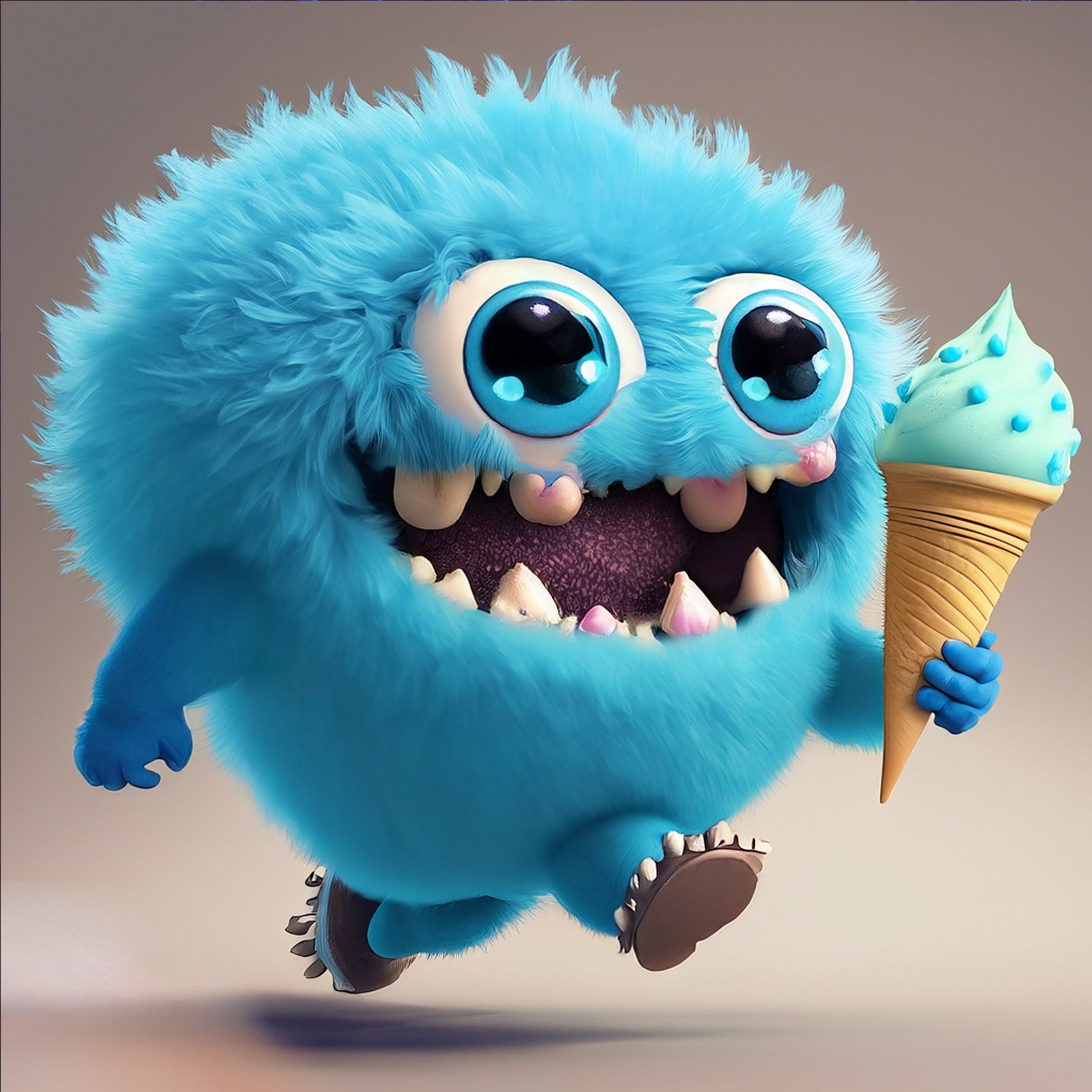 Cute Ice Cream Monster AI Art Print Photo Canvas timmy - Etsy