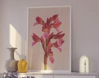 Orchideen Wandbild, Blumenmarkt Wandbild, Jugendzimmer Wanddekor, Botanisches Wandbild, Bunter Druck, Feminine Art Prints,