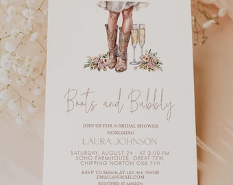 Boots and Bubbly Bridal Shower Invitation: Western Theme (Printable)