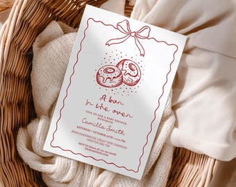 Bun in The Oven Baby Shower Invitation: Hand-Drawn Template (Digital Download)