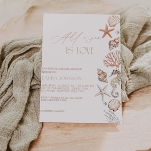 All I sea Is Love Coastal Bridal Shower  Invitation | Summer Editable Invite | Printable Bridal Shower Invitation