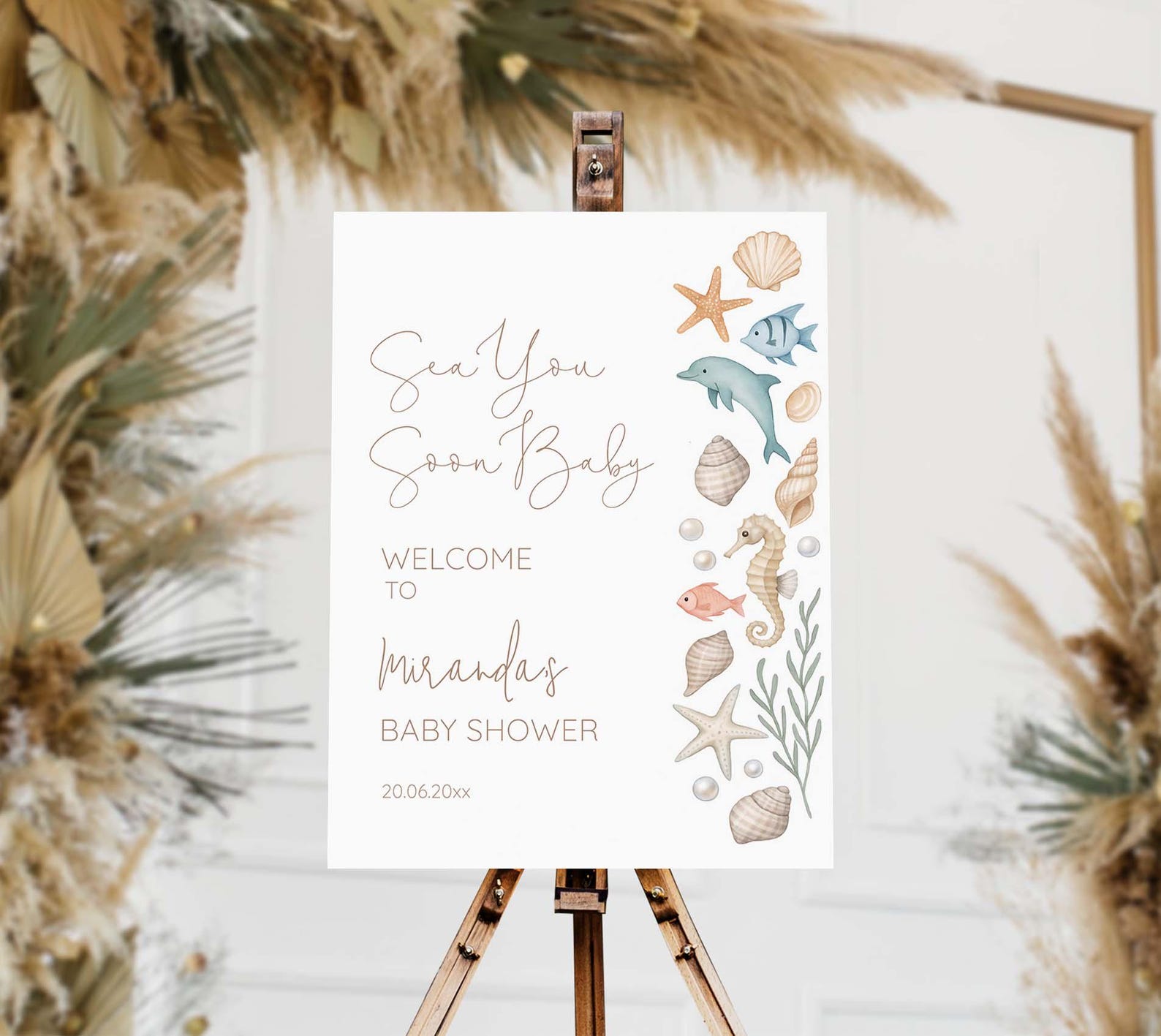 Coastal Baby Shower Welcome Sign: Sea You Soon Printable Poster - Etsy