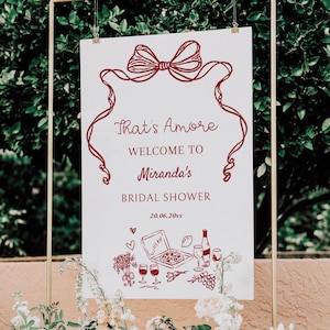 That&#39;s Amore Bridal Shower Welcome Sign |  Italian Themed Handwritten Bridal Printable Poster |  Bridal Party Custom Template