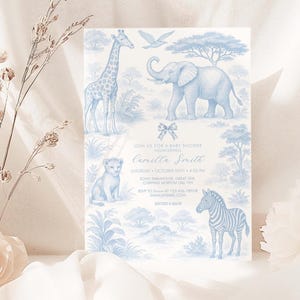Toile de Jouy Safari Baby Shower Invitation | Printable  baby shower Invite | Baby Shower Template