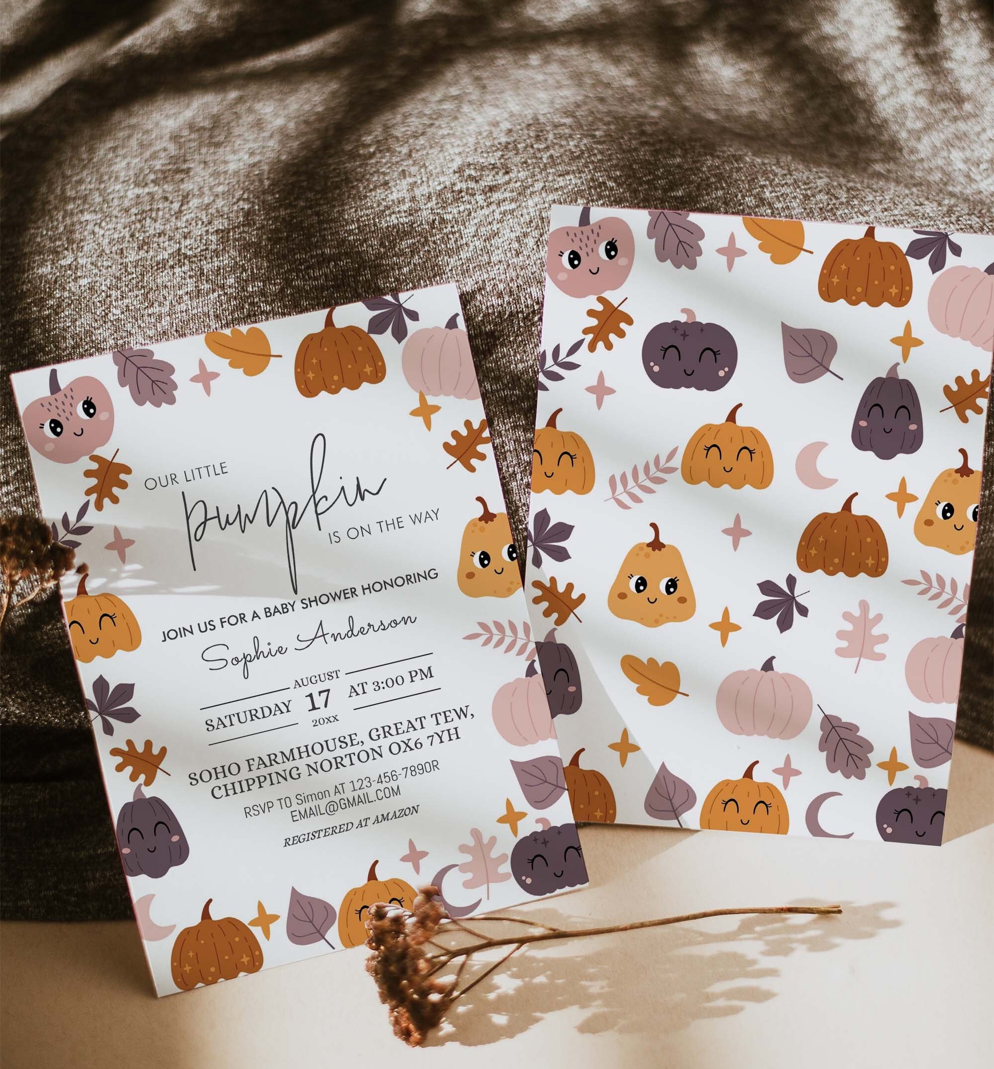 A Little Pumpkin Is On The Way Baby Shower Invitation | Fall Invitation Template | Digital Gender Neutral  Baby Shower Invitation