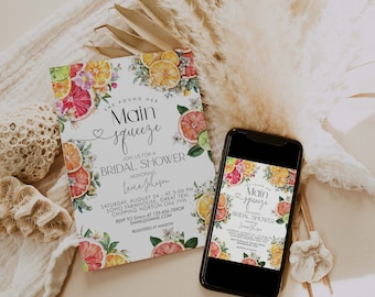 Citrus Bridal Shower Invitation: Main Squeeze Theme (Editable Invite)