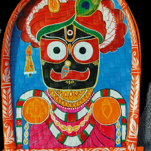 Puri Jagannath Painting on Kulo | Hand Painted Jagannath | Lord Krishna Painting Kulo | Wall Showpiece | Odisha Art | Puja Ghar Art | Temple