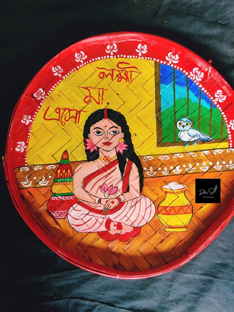 Bengali's Painting | Wooden Biyer Dala | Hand-painted Round Kulo | Wall ...