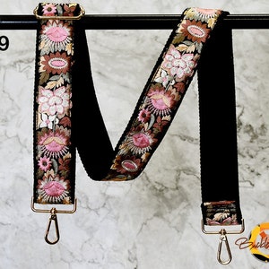 Embroidered Purse Strap Crossbody Strap for Purses Boho Bags Strap Embroidery Replacement Strap Boho Guitar Strap Handbag Strap gift for her