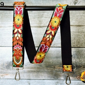 Embroidered Purse Strap Crossbody Strap for Purses Boho Bags Strap Embroidery Replacement Strap Boho Guitar Strap Handbag Strap gift for her