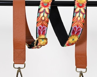Replacement Crossbody Strap Leather Handbag Adjustable Strap Messenger Bag Shoulder Strap Purses Embroidery Brown Birthday Gift for Sister