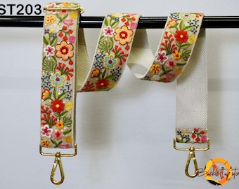 Embroidered Canvas Bag Strap Purse Strap Messenger Crossbody Strap for Purses Handbag Embroidery Replacement Strap Boho Guitar Strap Gift