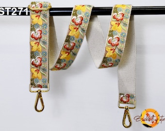 Correa ajustable para bolsos de hombro, regalo para Navidad, bandolera, bandolera, correa de guitarra bordada estilo bohemio, correa para bolso de mano.