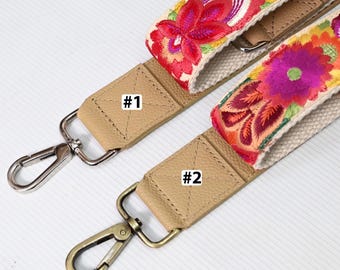 Correa de cuero de repuesto para bolso de mano, estilo bohemio, correa para cámara, monederos, correa ajustable bordada en color topo pálido, regalo de Navidad para hermanas