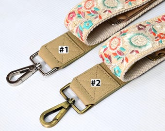 Replacement Leather Handbag Boho Bag Strap  Camera Strap Shoulder Strap Purses Embroidery Adjustable Strap Pale Taupe Christmas Gift for Mom