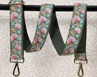 Embroidered Purse Strap Crossbody Strap for Purses Handbag Boho Bag Strap Floral Embroidery Replacement Strap Boho Guitar Strap Gift for her