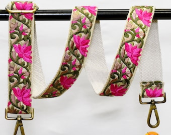 Alça transversal removível bordada para presentear um amigo, ideal para bolsas e mochilas. Alça de reposição bordada para bolsas estilo boho, sacolas e guitarras.