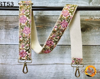 Embroidered Cotton Purse Strap: Adjustable Boho Crossbody Bag Strap