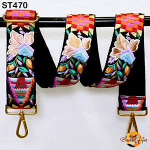 Gift Girlfriend Floral Embroidery Crossbody Strap for Sling Bag Replacement Strap Embroidered Boho Purse Strap Guitar Strap Handbag Strap