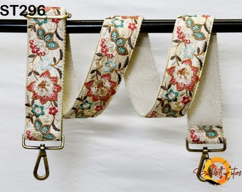 Floral Embroidery Replacement Purse Strap Crossbody Strap for Purses Embroidered Boho Bag Strap Boho Guitar Strap Handbag Strap Gift for her