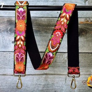 Embroidered Purse Strap Crossbody Strap for Purses Boho Bags Strap Embroidery Replacement Strap Boho Guitar Strap Handbag Strap gift for her