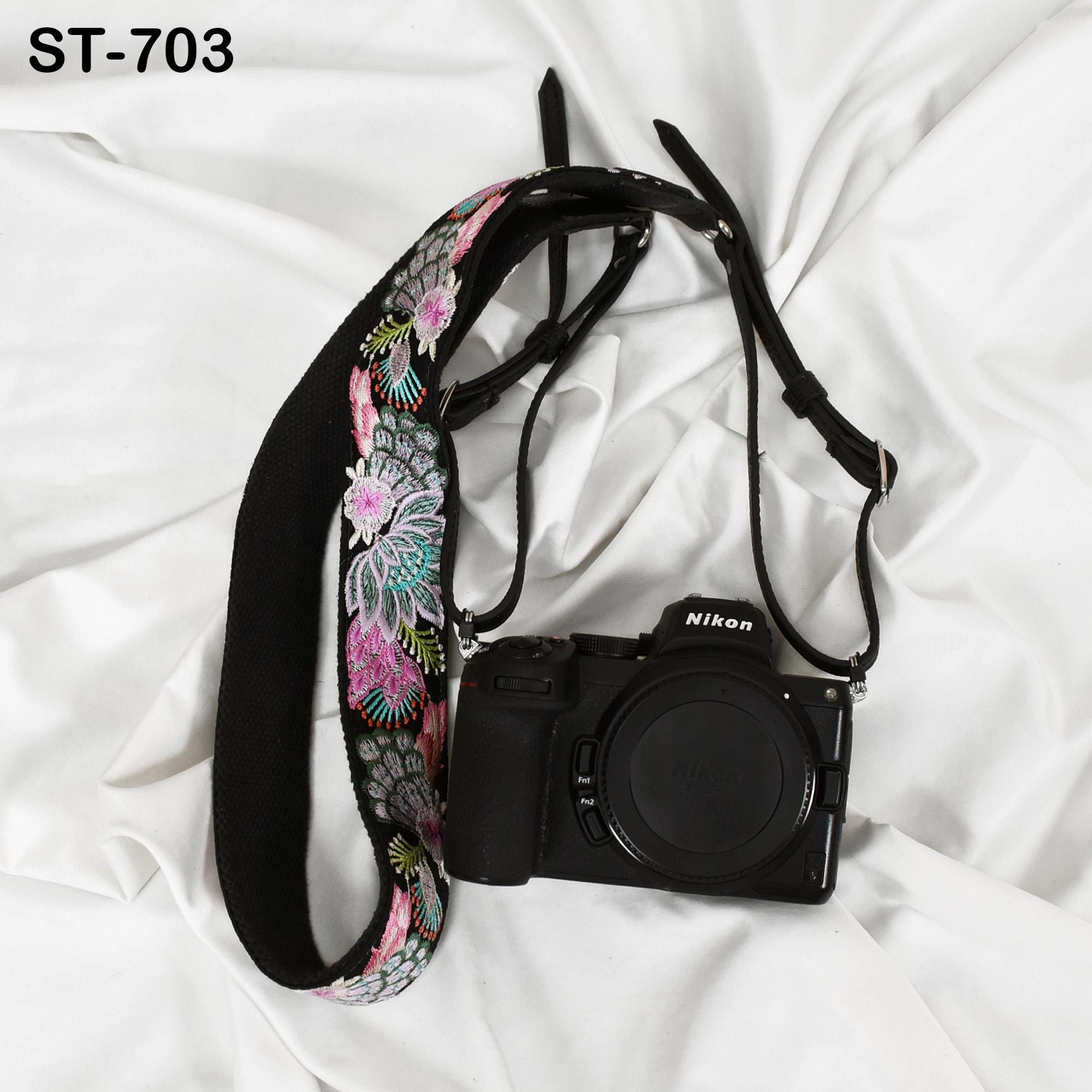 Sling Camera Strap Photographer Leather Strap Embroidery DSLR Camera Accessories Camera Holder Neck Shoulder Strap Christmas Gifts Boyfriend