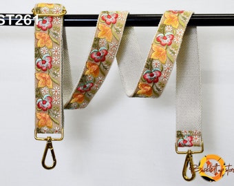 Correa ajustable para bolsos de hombro, regalo para mamá, bandolera, bandolera, correa de guitarra bordada estilo bohemio, correa para bolso de mano.