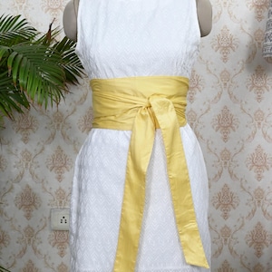 Silk Shantung Fabric Belt Obi Wrap Women Sash Belt Adjustable Customized Wedding Dress Gift Sister Wrap & Tie Dupioni Silk Pale Yellow