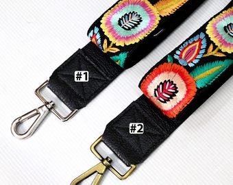 Replacement Leather Handbag Boho Bag Strap Camera Strap Crossbody Strap Purses Embroidery Adjustable Strap Black Christmas Gift for Mother