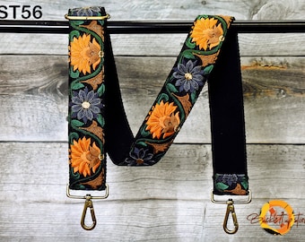 Embroidered Floral Cotton Purse Strap, Adjustable Crossbody Bag Strap