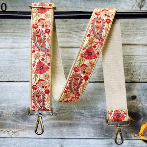 Embroidered Purse Strap Crossbody Strap for Purses Handbag Boho Bag Strap Floral Embroidery Replacement Strap Boho Guitar Strap Gift for her