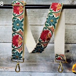 Embroidered Purse Strap Crossbody Strap for Purses Handbag Boho Bag Strap Floral Embroidery Replacement Strap Boho Guitar Strap Gift for her