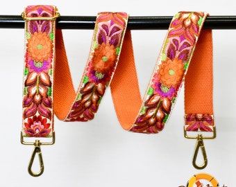 Crossbody Strap for Purses Boho Bags Strap Embroidered Replacement Purse Strap Embroidery Boho Guitar Strap Handbag Strap Gift for Friend