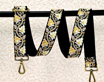 Alça de bolsa bordada, alça transversal para bolsas, alça de bolsa boho, alça de substituição bordada, alça de guitarra, alça de bolsa de mão, presente para mãe