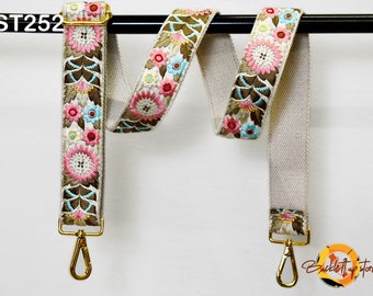 Embroidered Purse Strap Crossbody Strap for Purses Boho Bags Strap Embroidery Replacement Strap Boho Guitar Strap Handbag Strap gift for her
