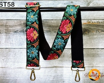 Alça de substituição bordada para bolsa, alça transversal para bolsas, alça de bolsa boho bordada, alça de guitarra boho, alça de bolsa de mão, presente para ela